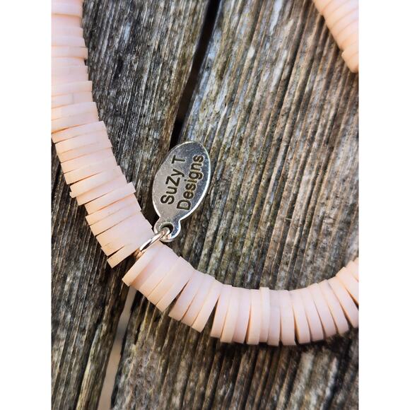 Pink Puka Shell Pave Diamond Sterling Silver Enamel Butterfly Pendant Necklace - Picture 5 of 9